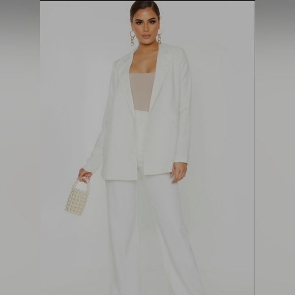 Pretty Little Thing Tall Cream Oversized Relaxed Blazer Size 12 - Picture 4 of 9